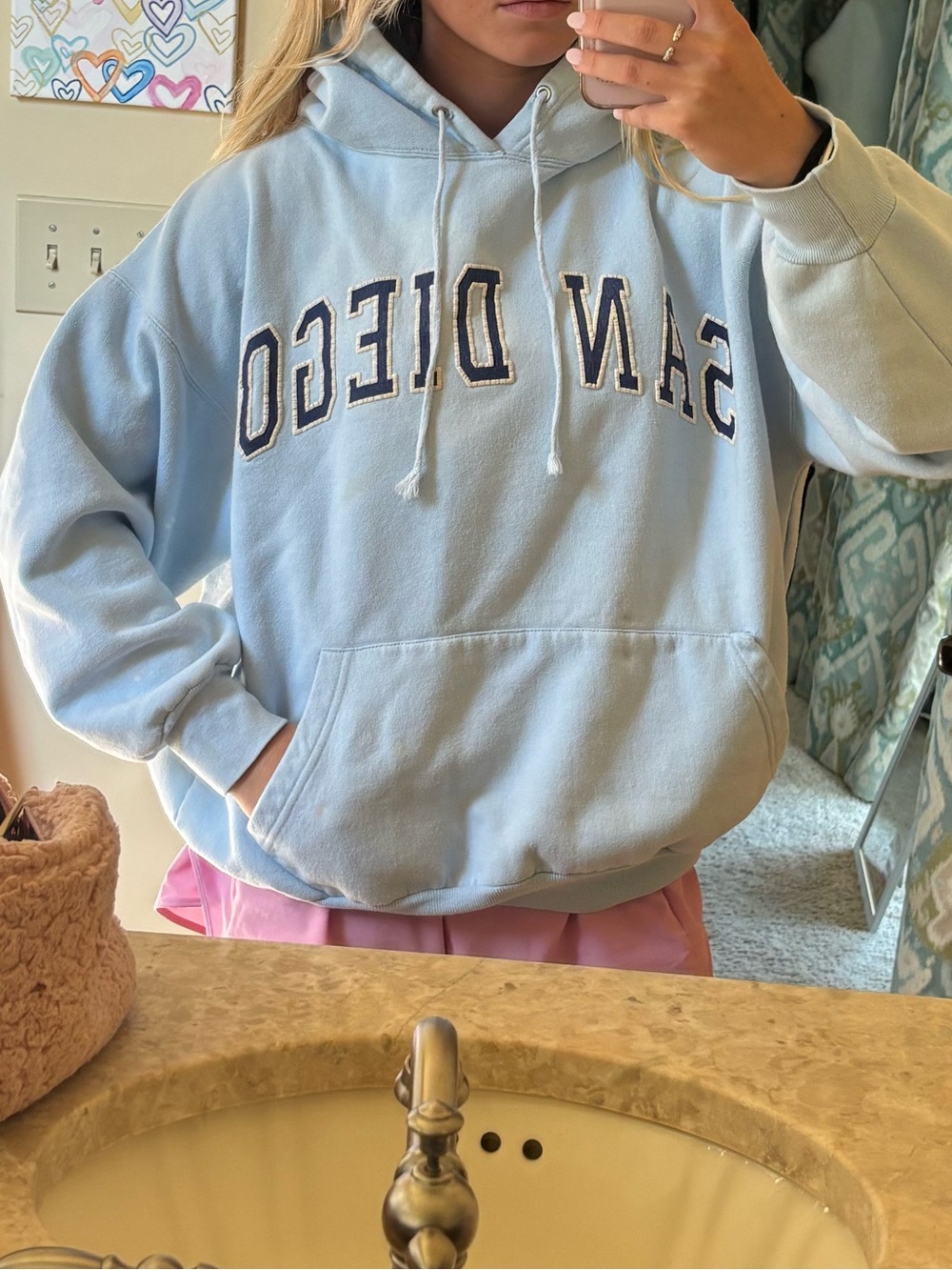 Light Blue 'San Diego' Crewneck Hoodie Sweatshirt